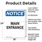 Signmission Main Entrance OSHA Notice Sign, Aluminum, 18in W x 24in L, 2PK OS-2PACK-NS-A-1824-V-14083 - alternate 3